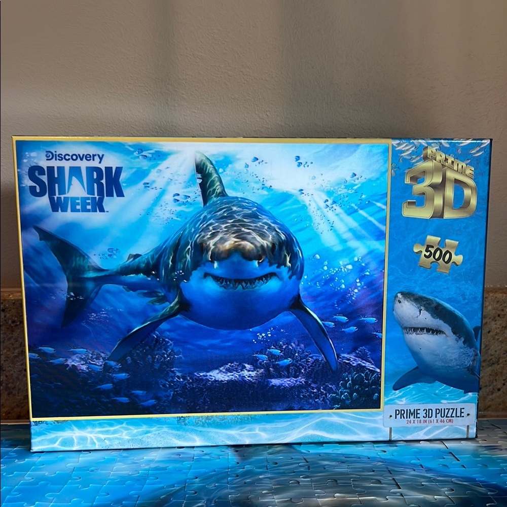 Discovery Shark Week Prime 3D Puzzle Great White 500 Piece Pieces Jigsaw